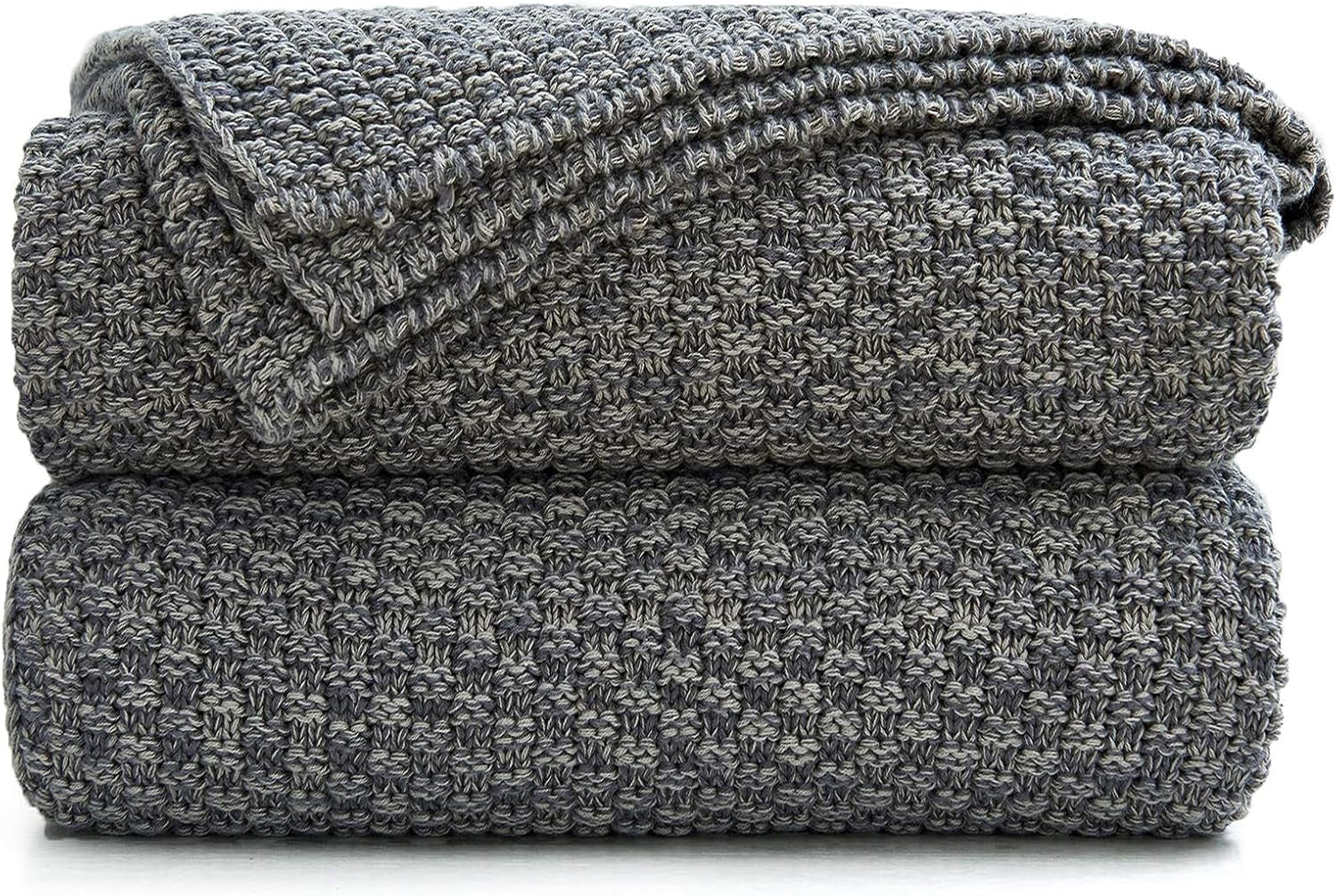 Grey Knitted Throw Blanket