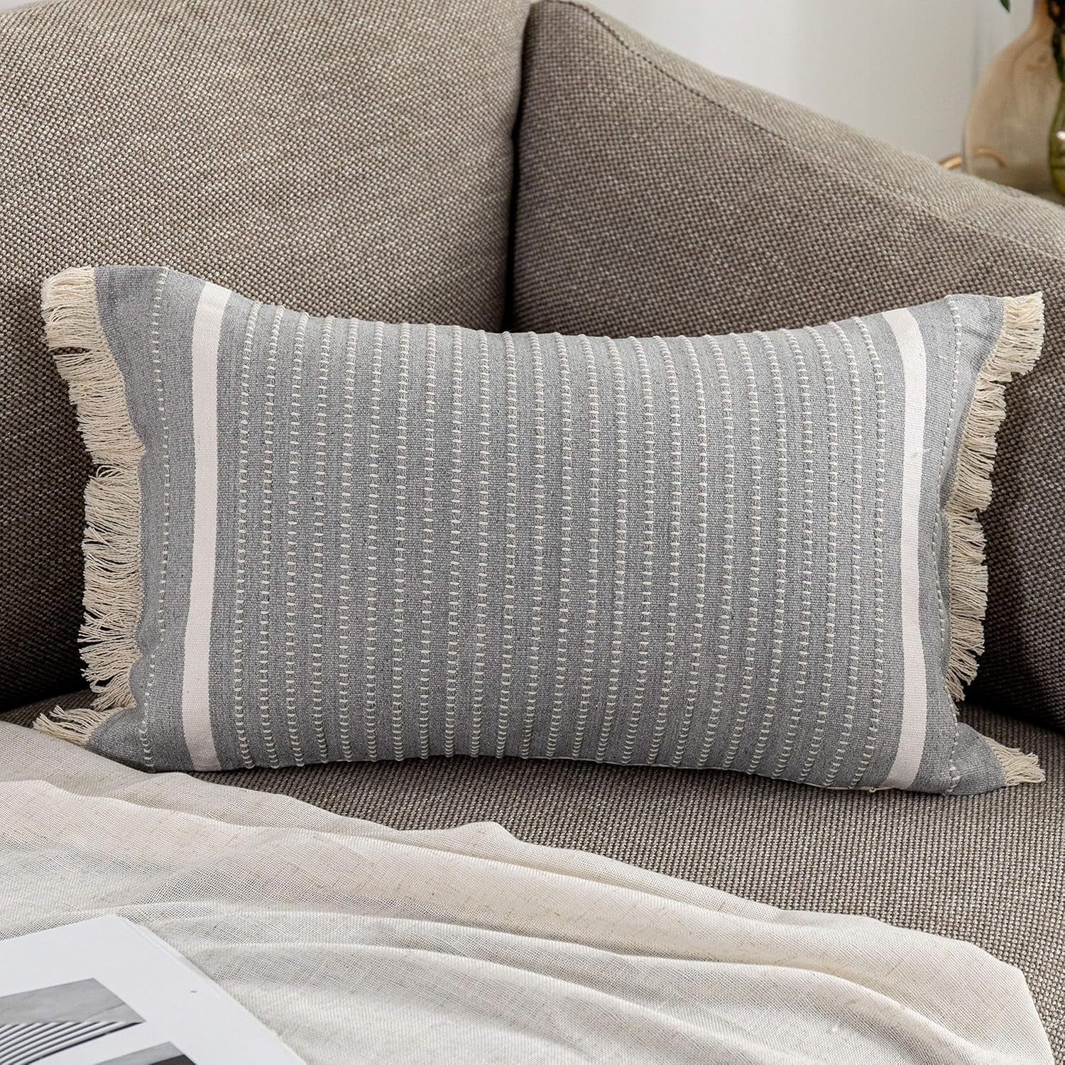 Modern Throw Pillow Cover with Tassels