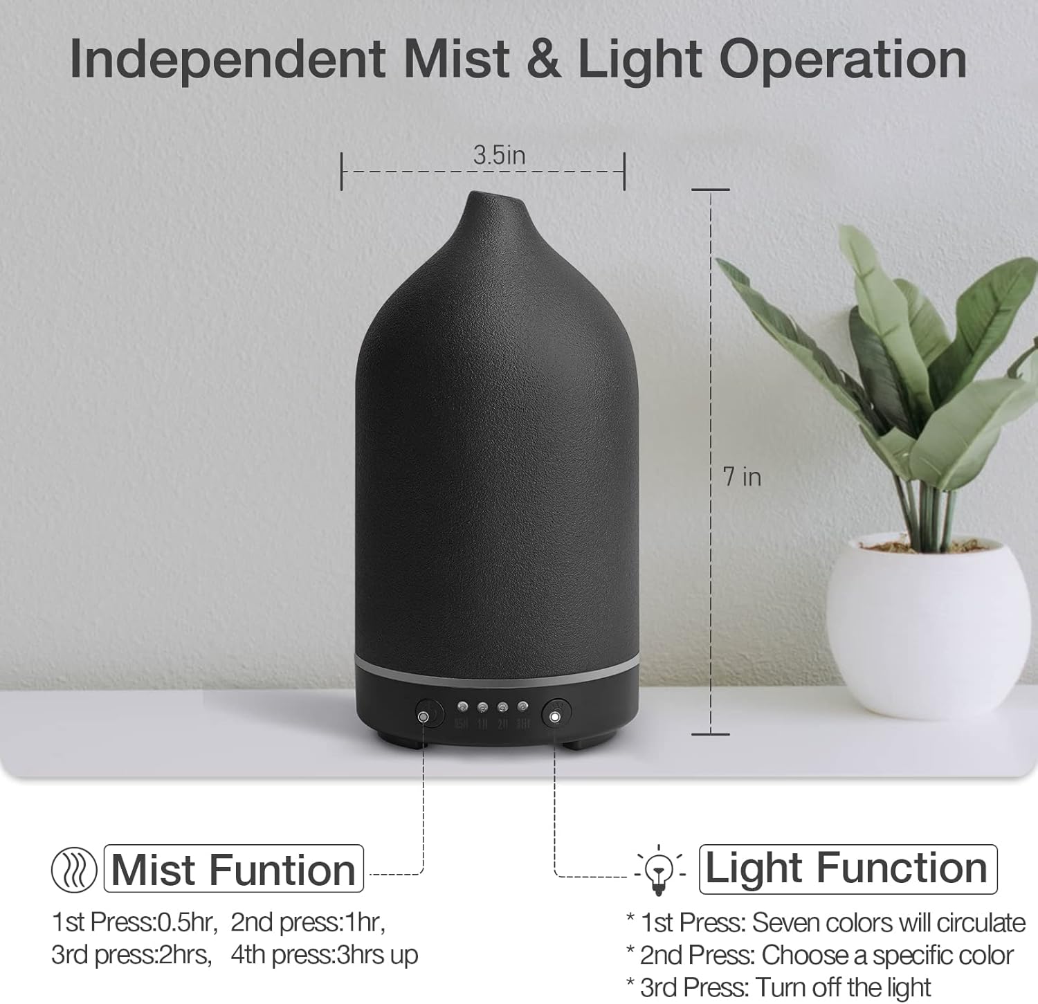 Ceramic  Essential Oil Diffuser Aromatherapy Diffuser - 150Ml (Black) 