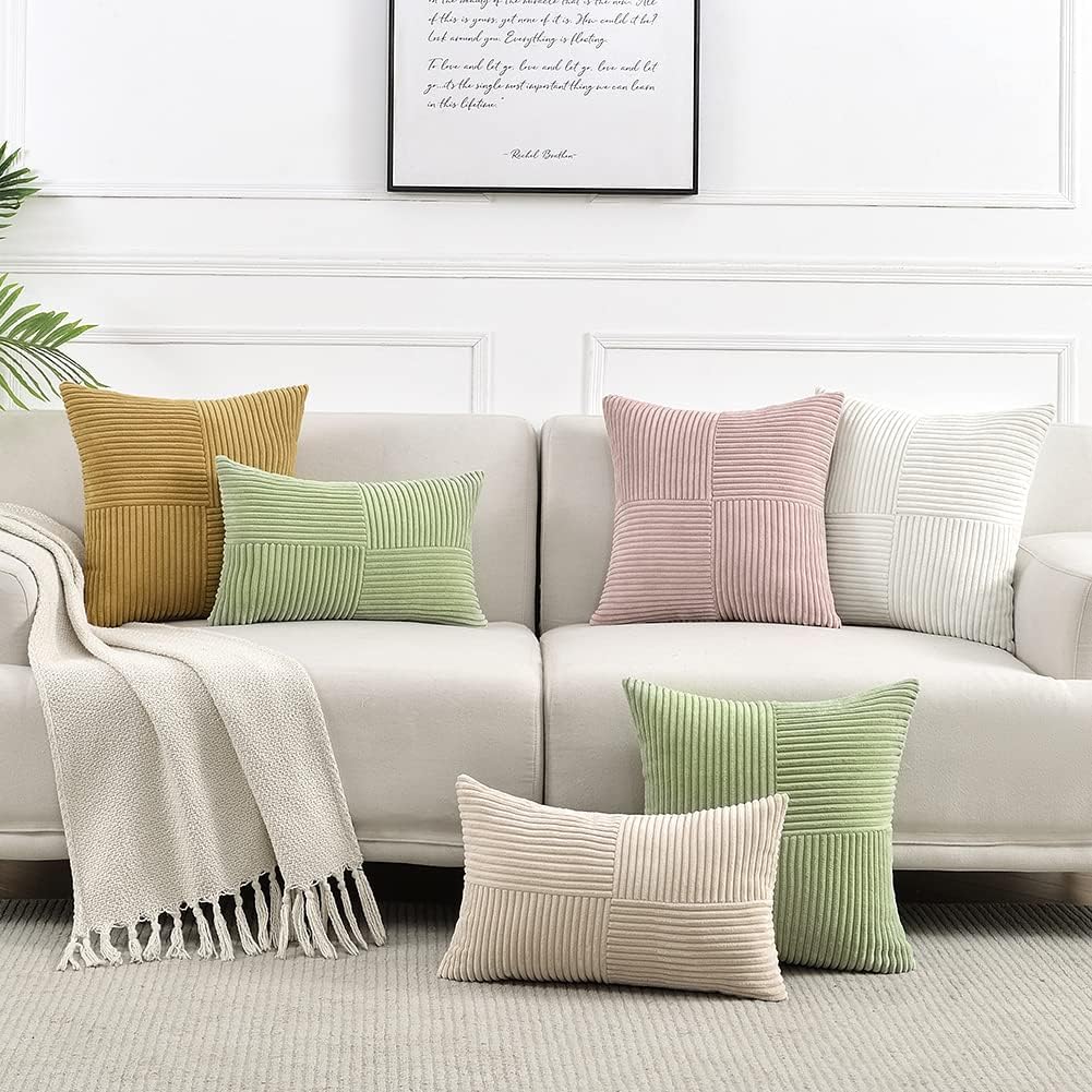 Tan Lumbar Decorative Throw Pillow Covers 12X20 Inch (Pack Of 1)