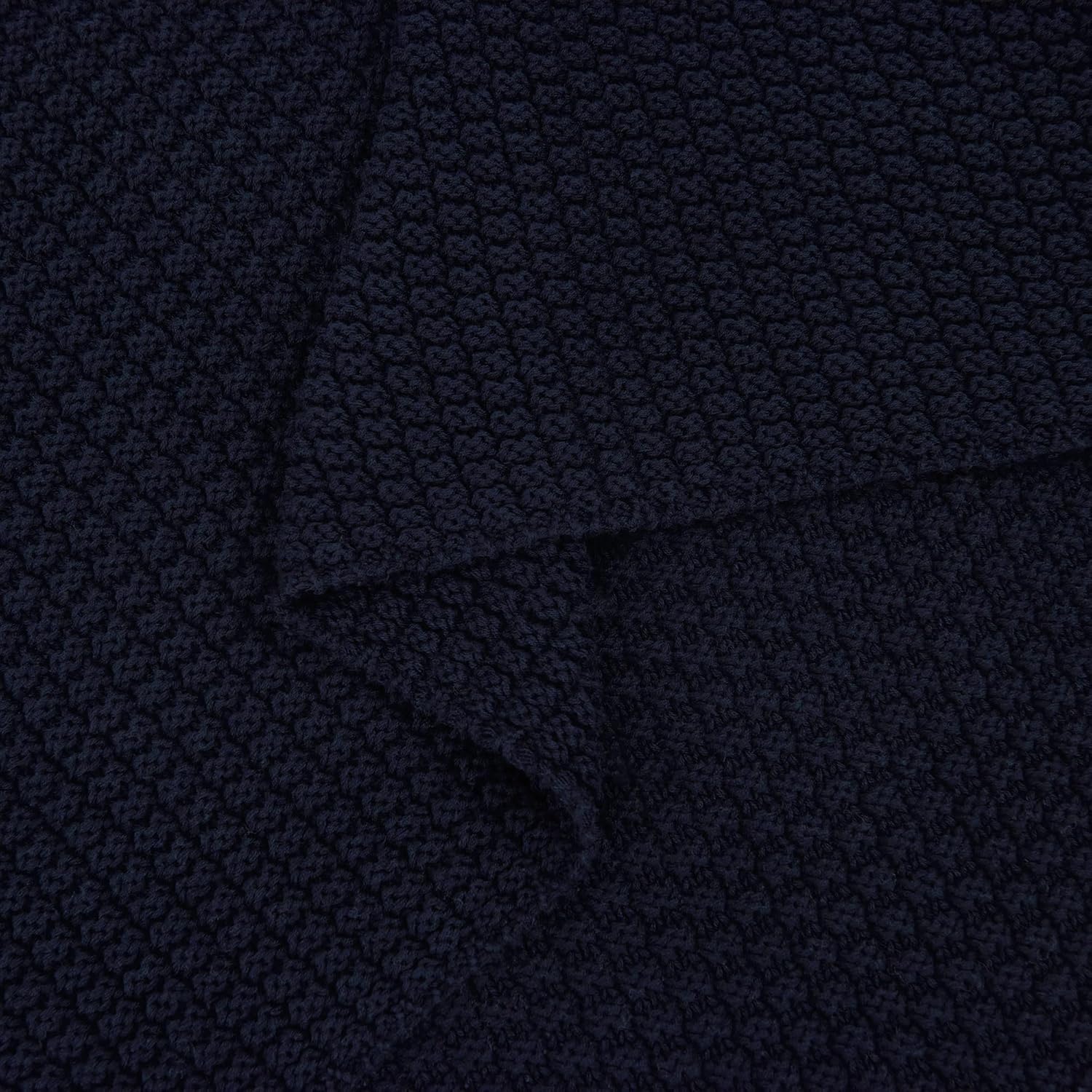 Dark Navy Blue Knitted Throw Blanket 