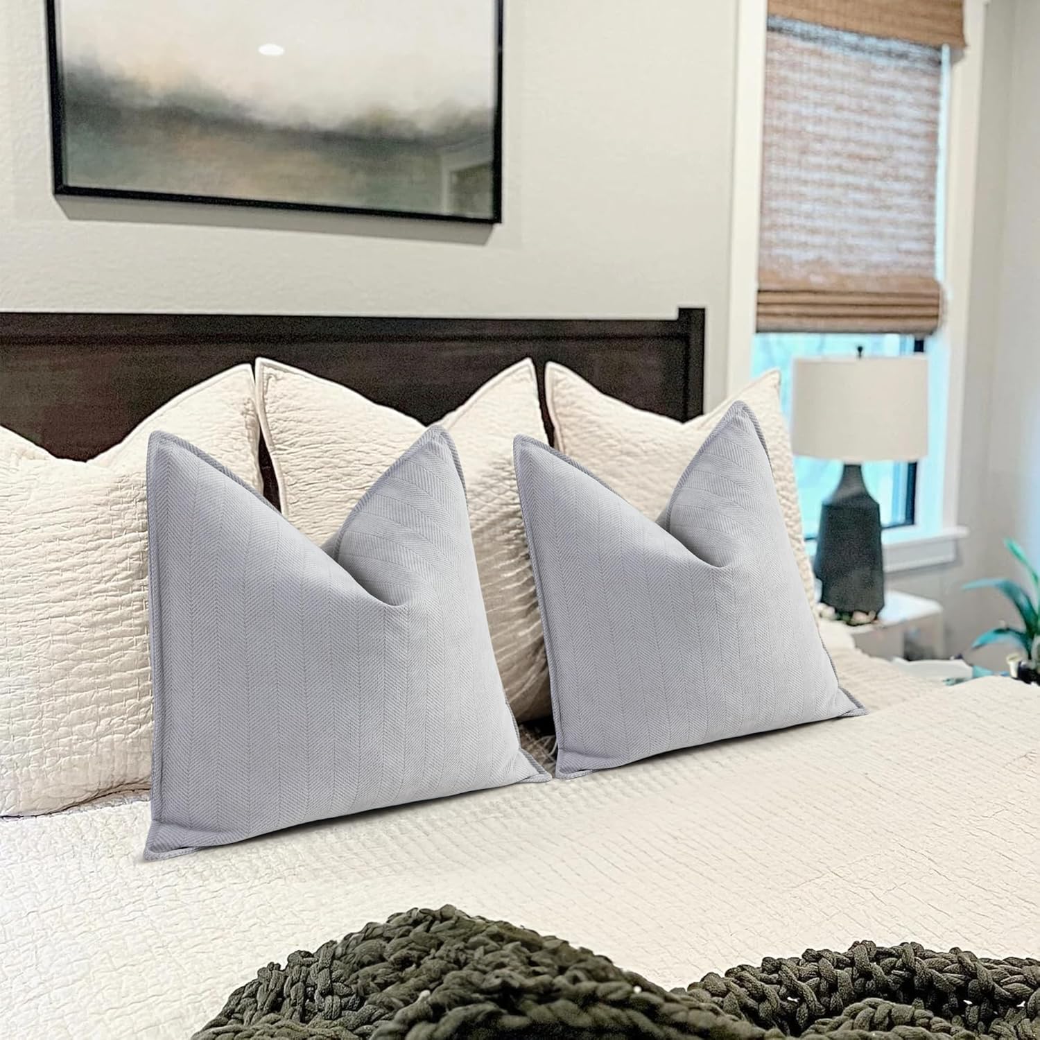  Chenille  Light Gray Pillow Covers 