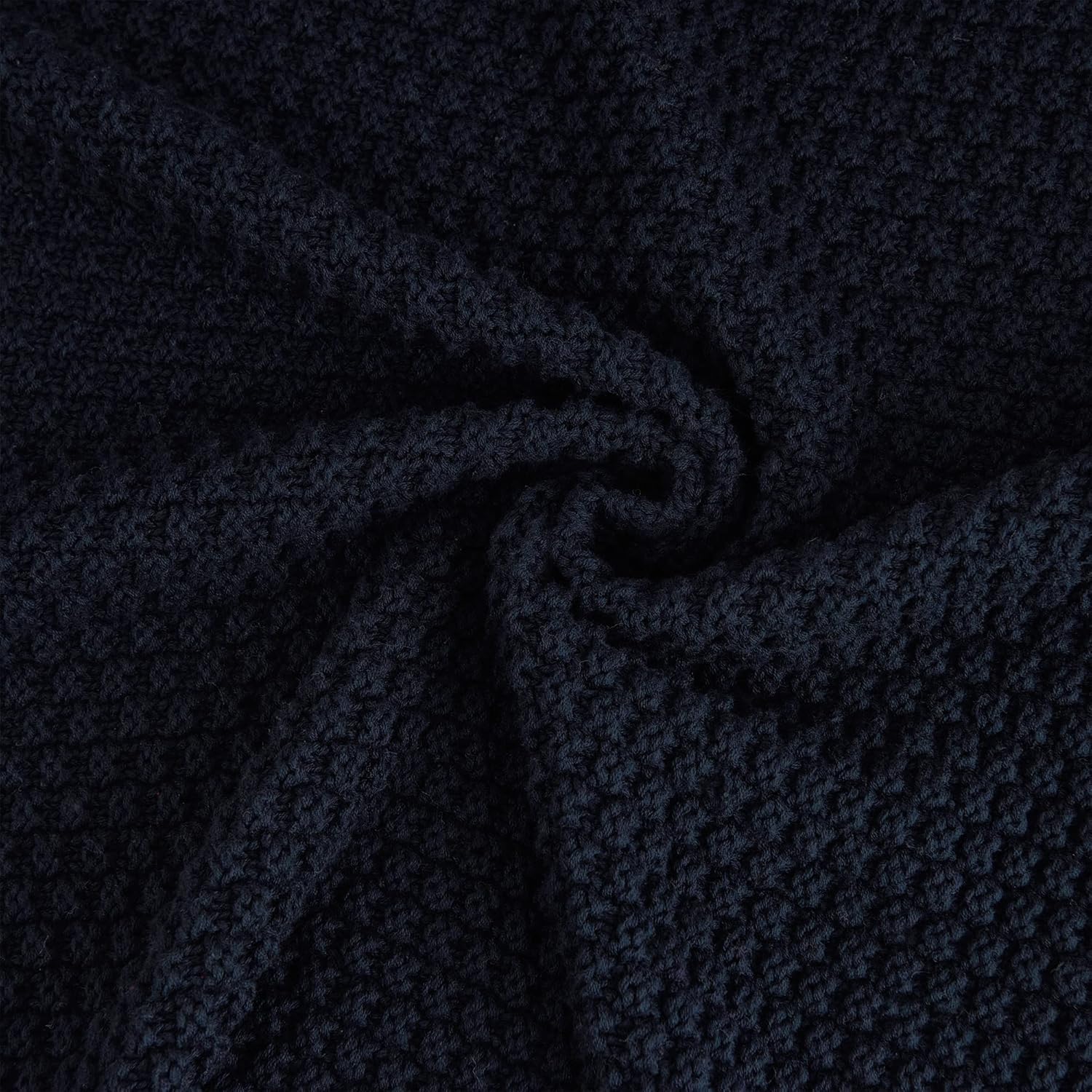 Dark Navy Blue Knitted Throw Blanket 