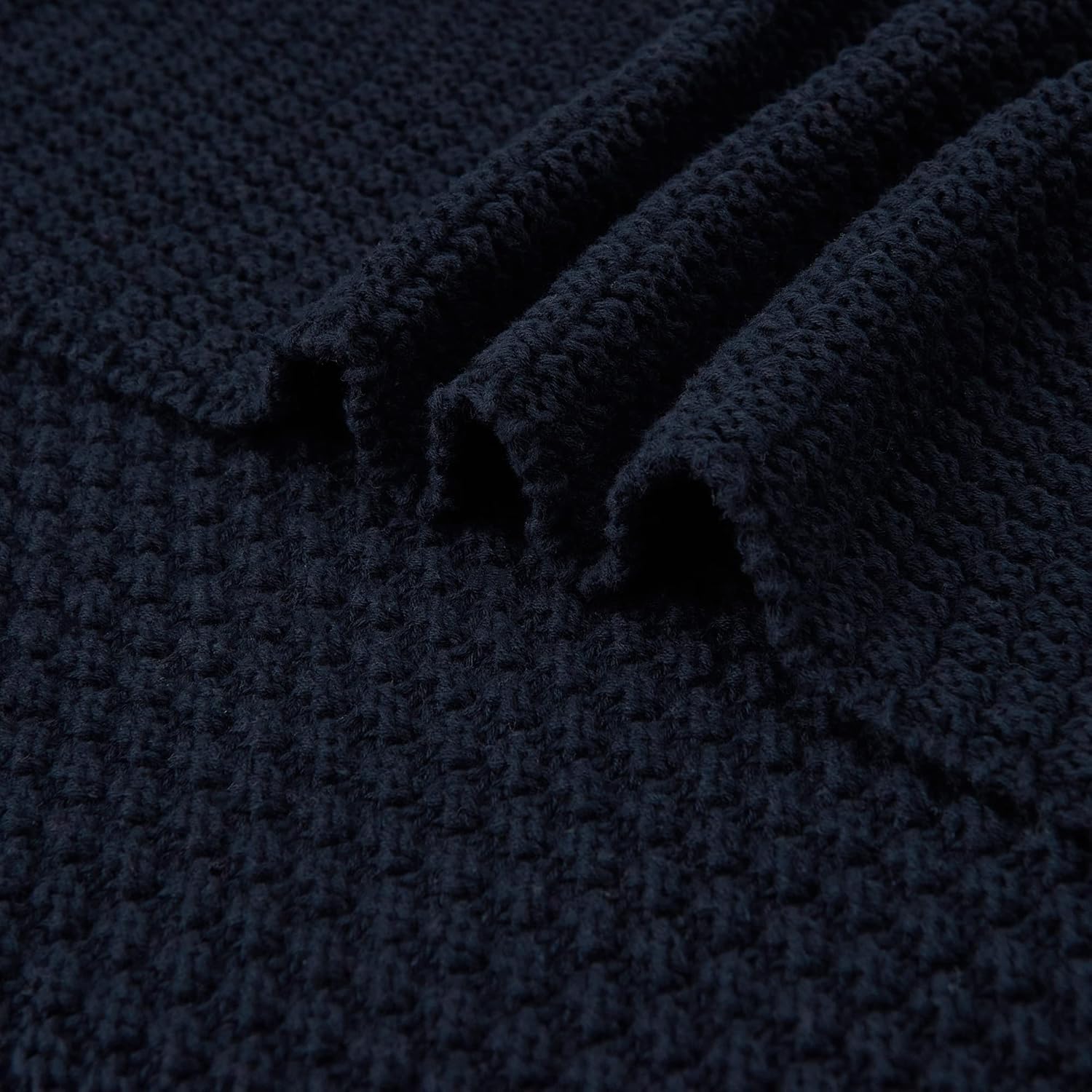 Dark Navy Blue Knitted Throw Blanket 