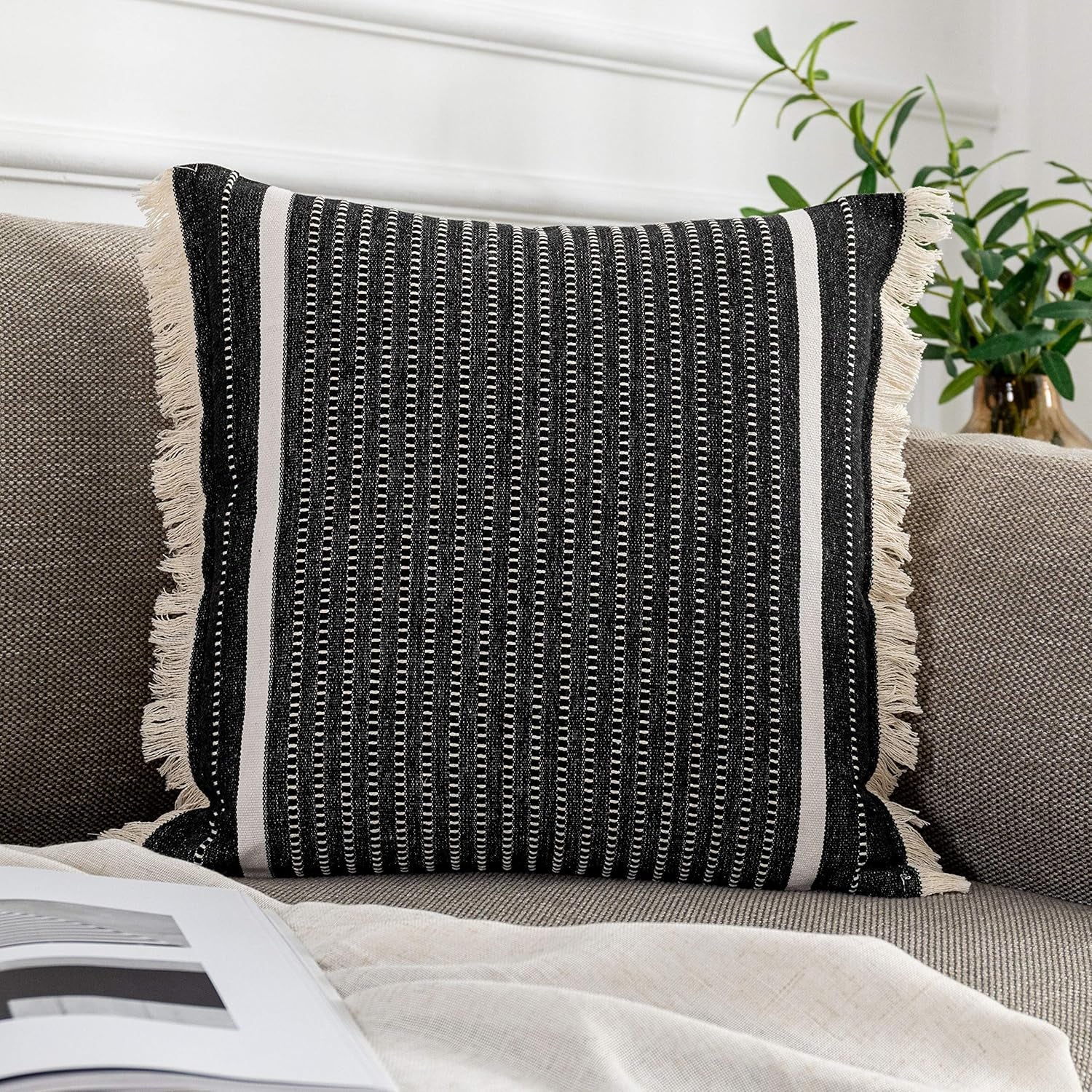 Modern Throw Pillow Cover with Tassels