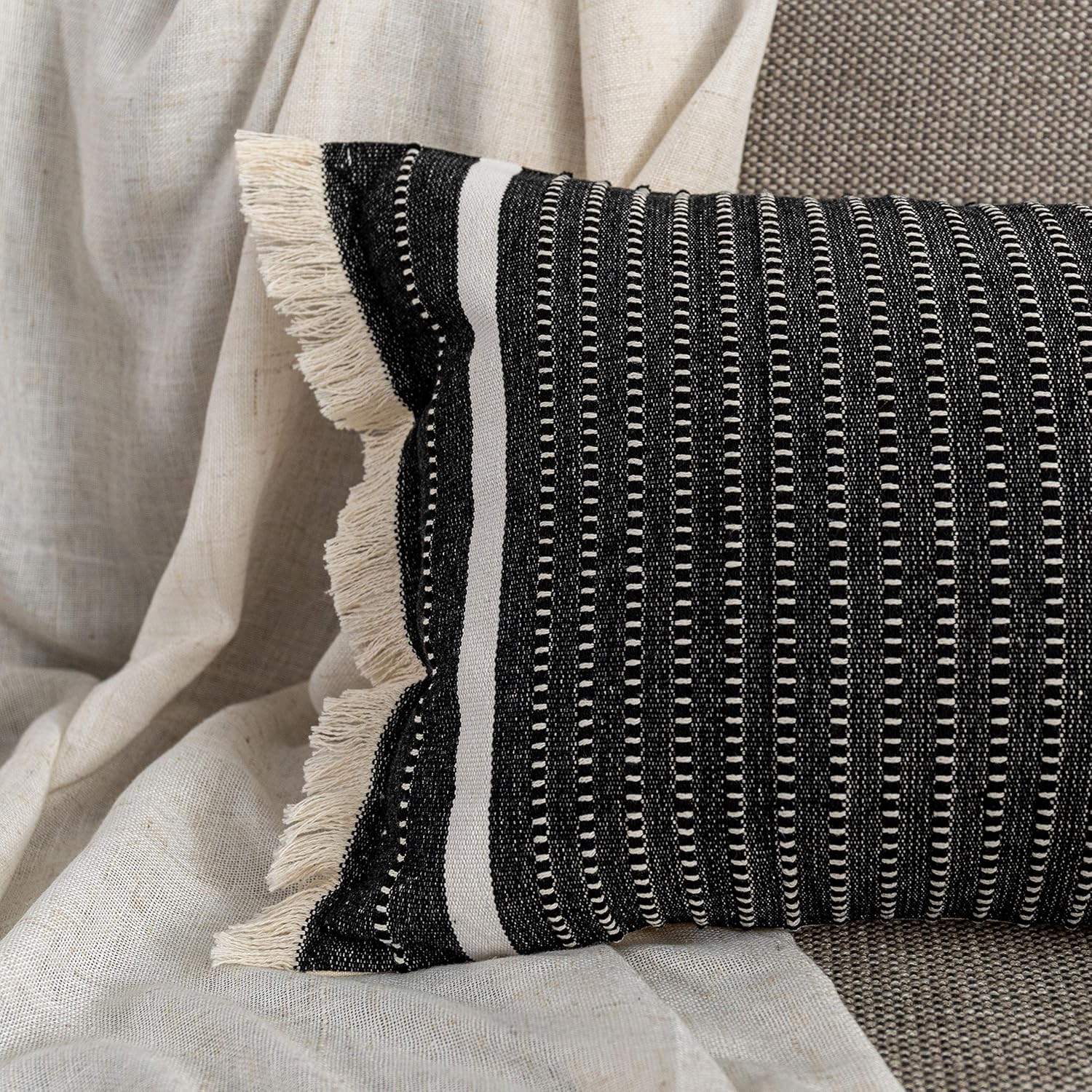 Modern Throw Pillow Cover with Tassels