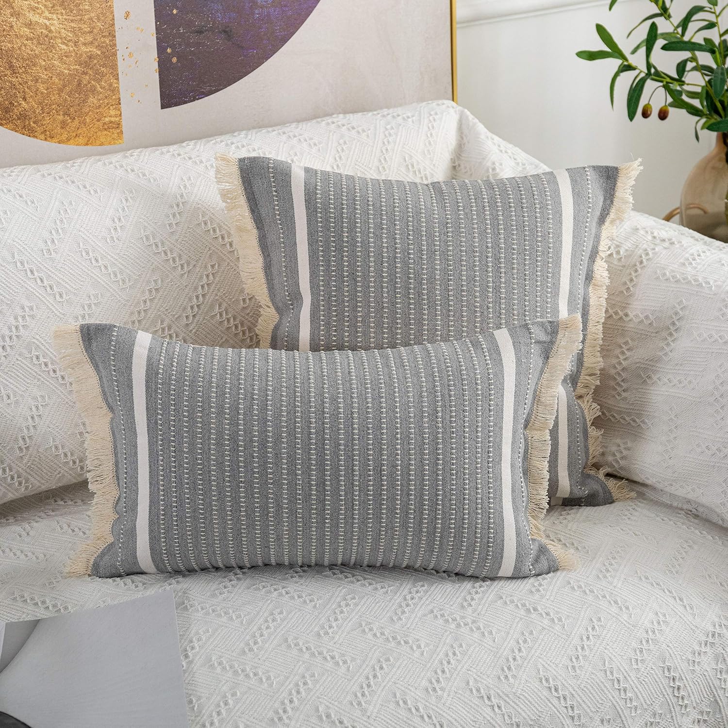 Modern Throw Pillow Cover with Tassels