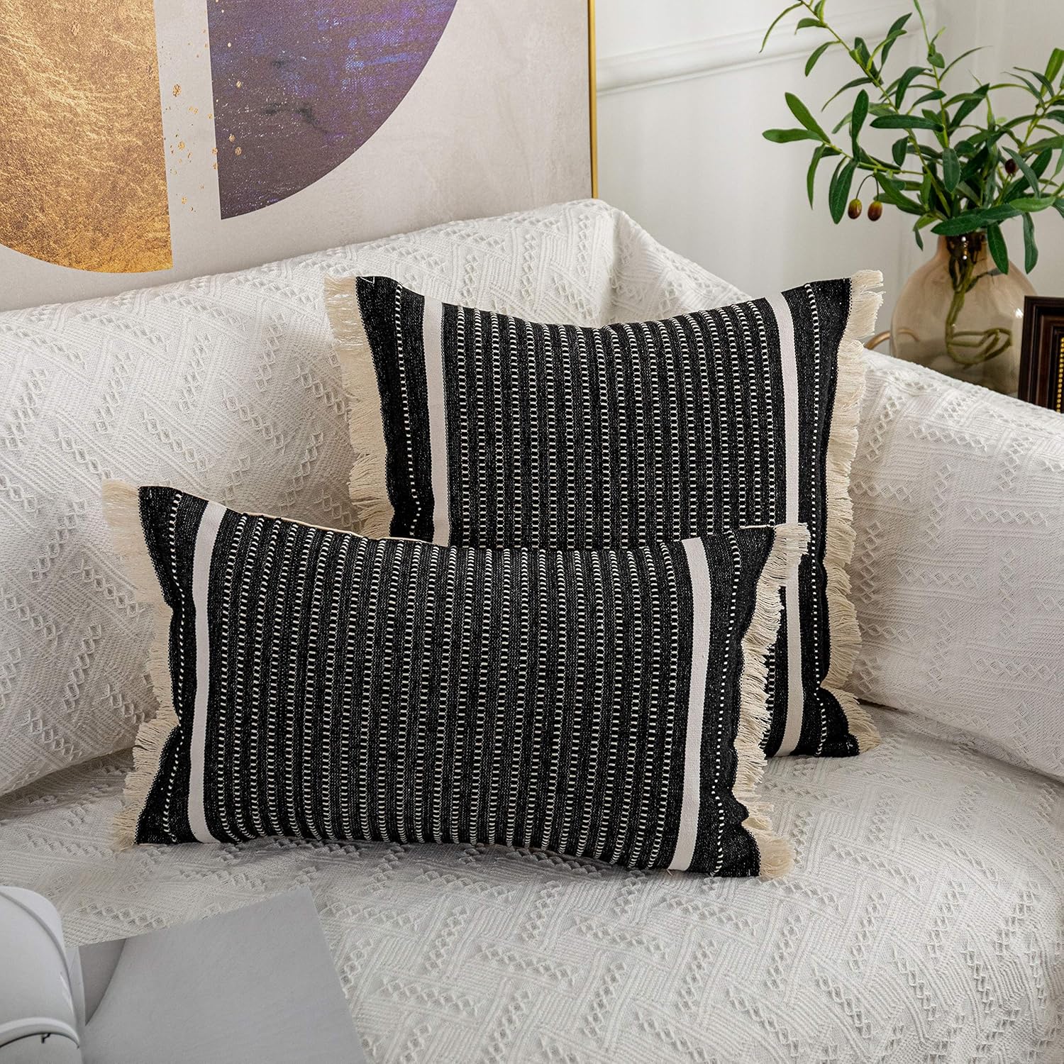 Modern Throw Pillow Cover with Tassels