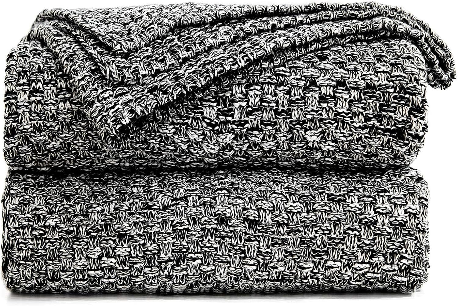 Black Knitted Throw Blanket 