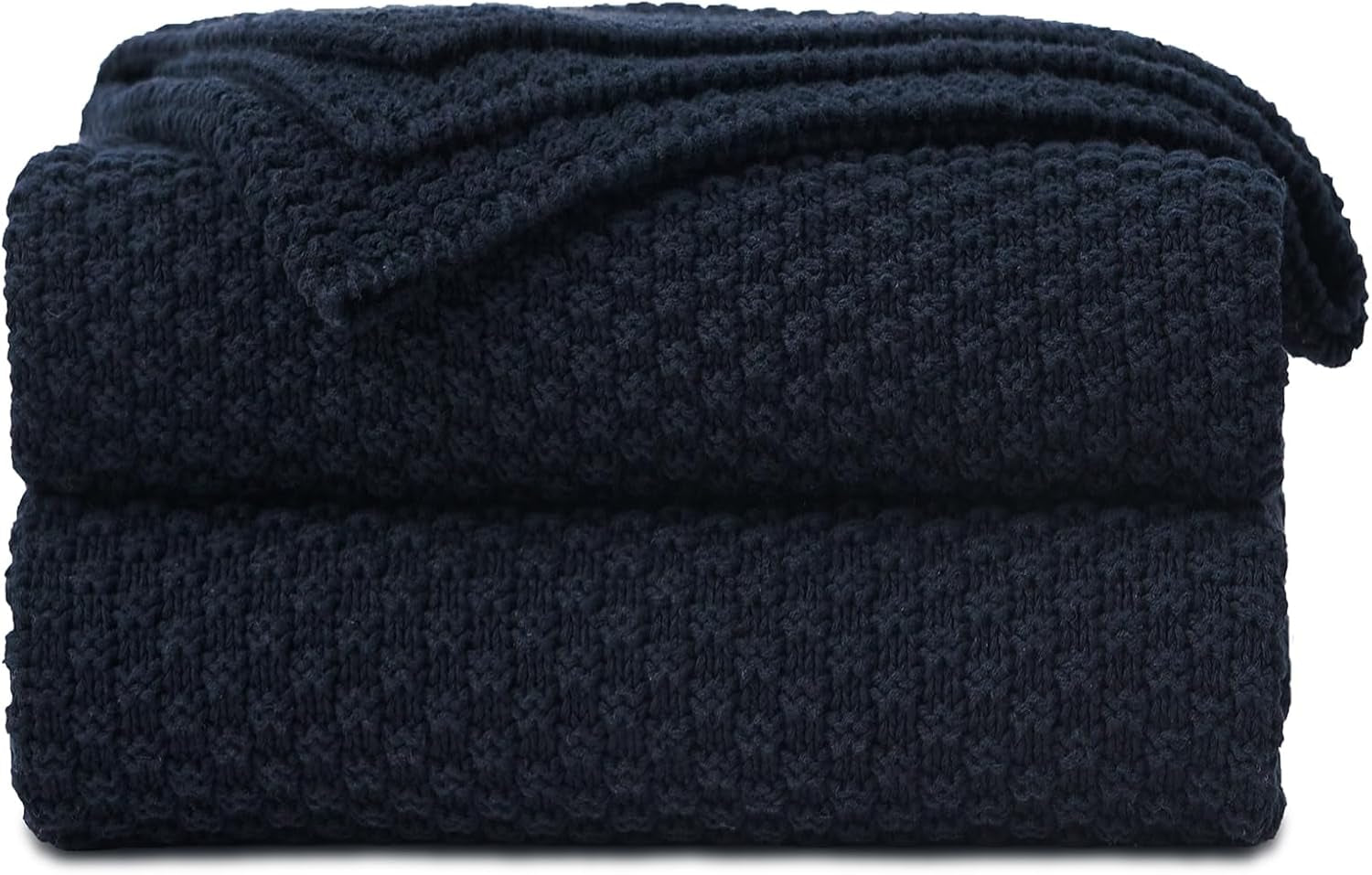 Dark Navy Blue Knitted Throw Blanket 