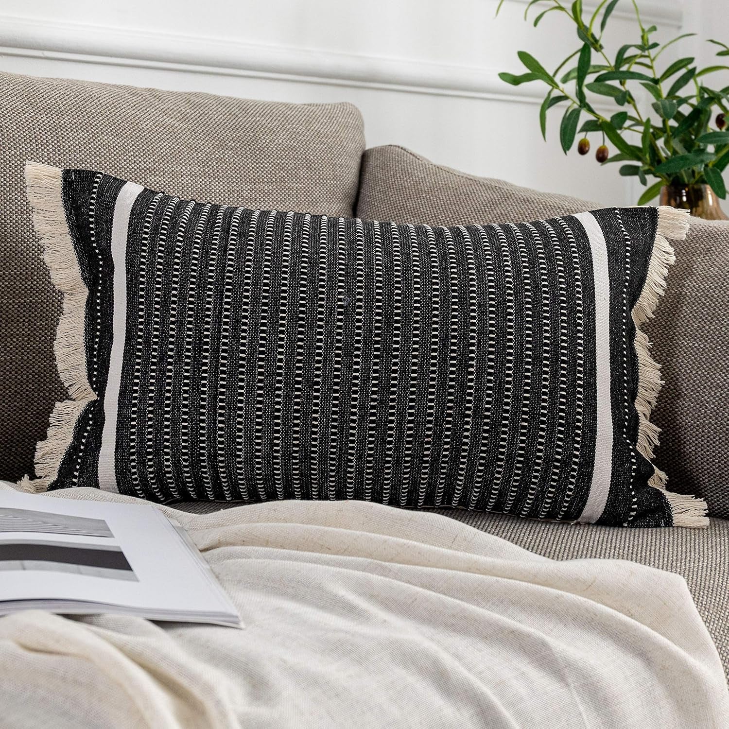 Modern Throw Pillow Cover with Tassels